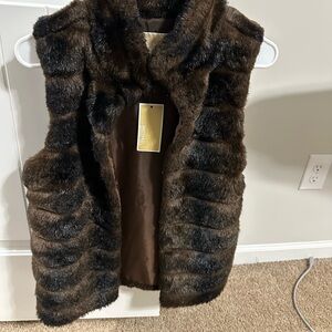 NWT Michaels Brown Faux Fur Vest